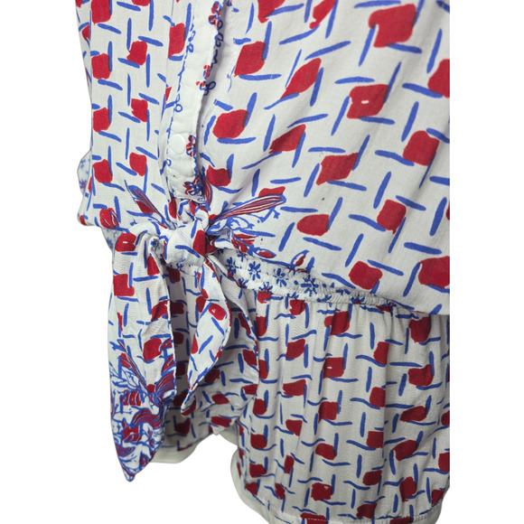 Poupette St Barth Kim White/Red Short Romper Jumpsuit Size 1/Small - Picture 3 of 10